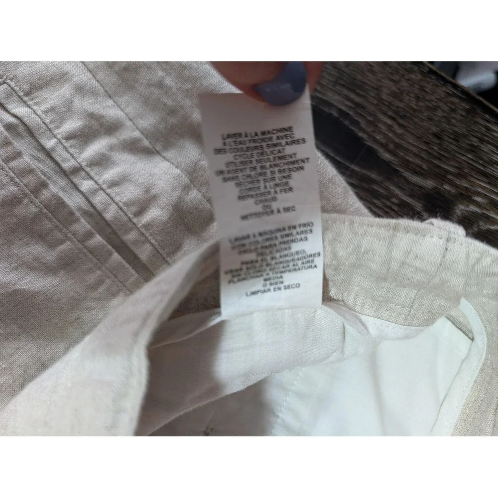 Perry Ellis Chino Pants Mens 46‎ Beige Linen Drawstring Classic Fit Lightweight